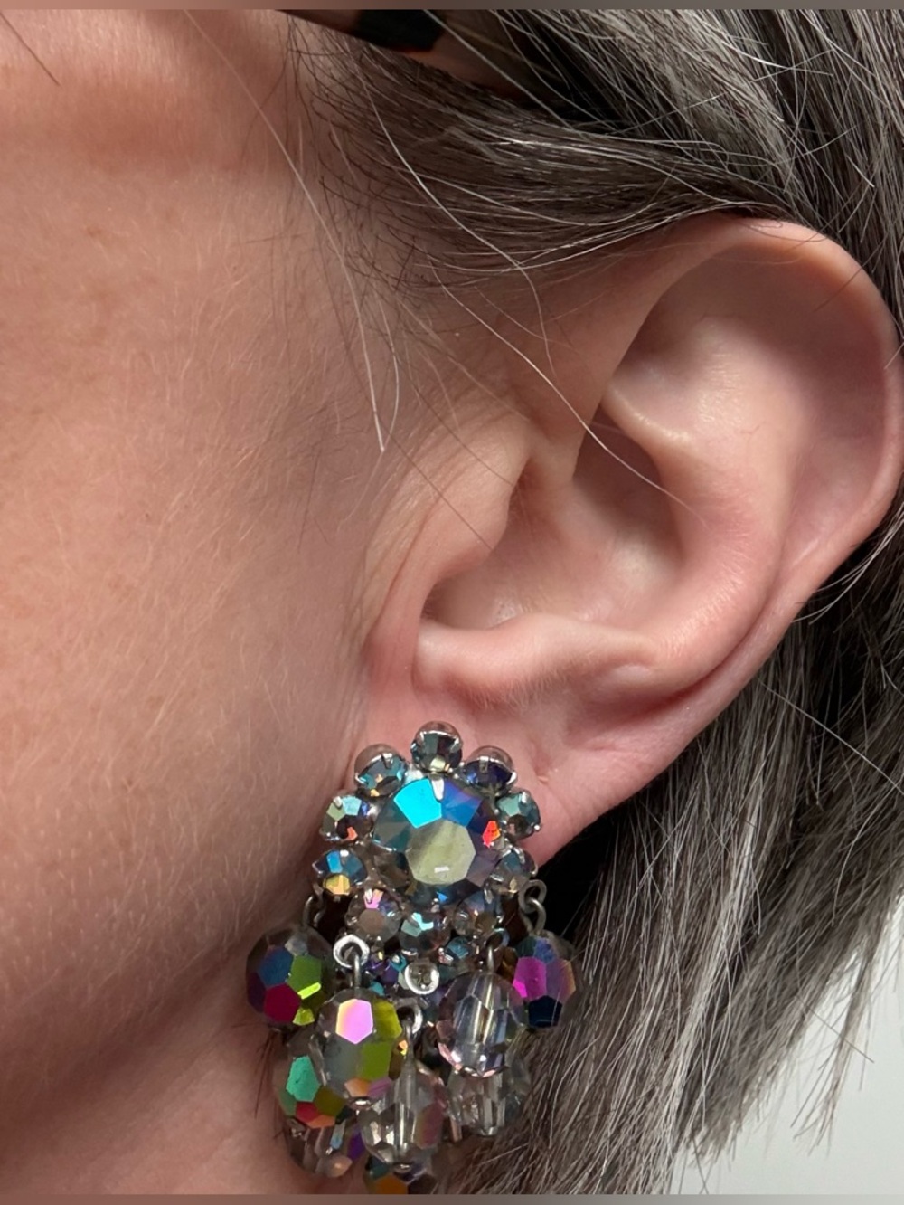 Vintage Juliana Dangle Cluster Cha Cha Earrings Clip On Spectacular